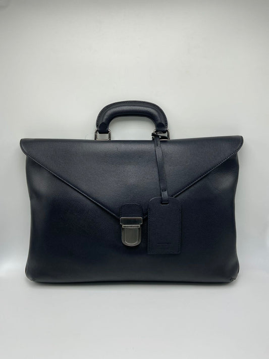 Logo Embossed Leather Briefcase