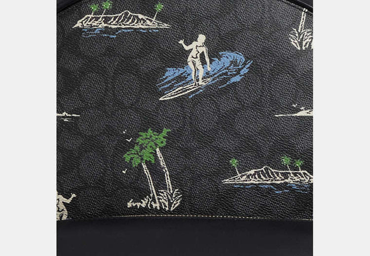 West Backpack In Signature Canvas With Surf Print