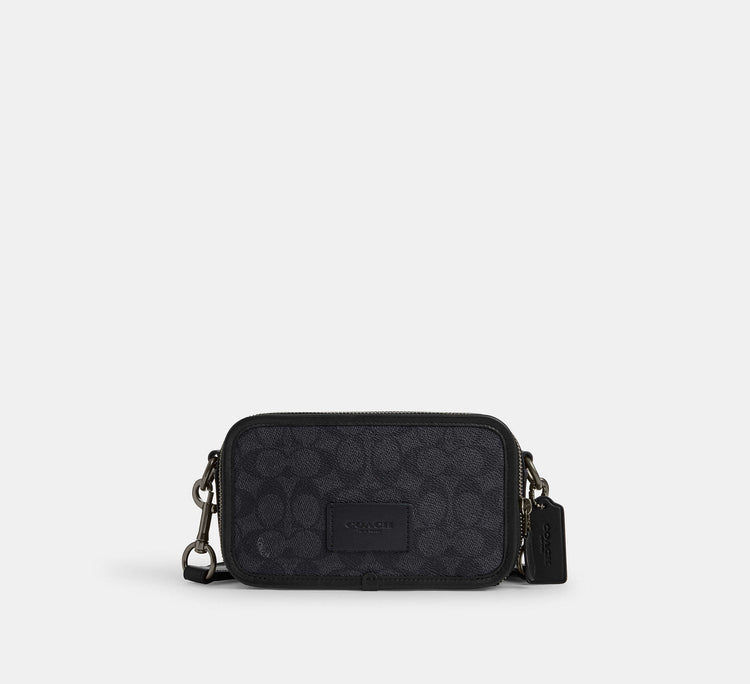 Wyatt Crossbody Bag In Signature Canvas in Charcoal/ Black CW365