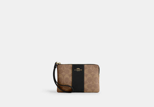 Coach - Corner Zip Wristlet In Signature Canvas (CW854)
