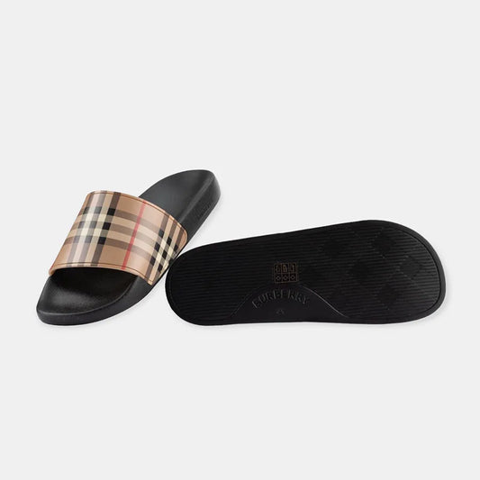 Burberry Beige Vintage Check Slides