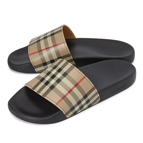 Burberry Beige Vintage Check Slides