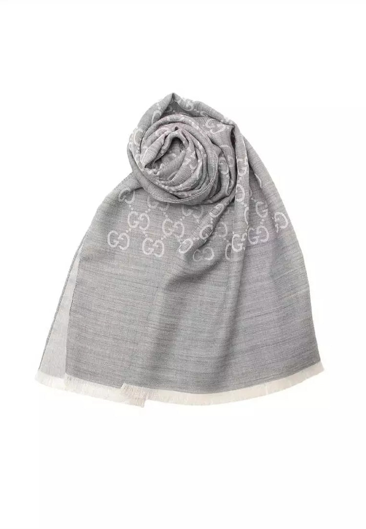 GG Logo Wool Silk Scarf (165904-3G646)