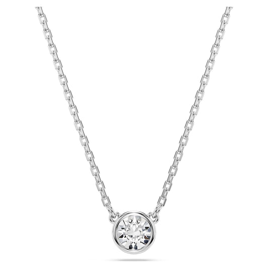 Necklace Round cut, White, Rhodium plated
