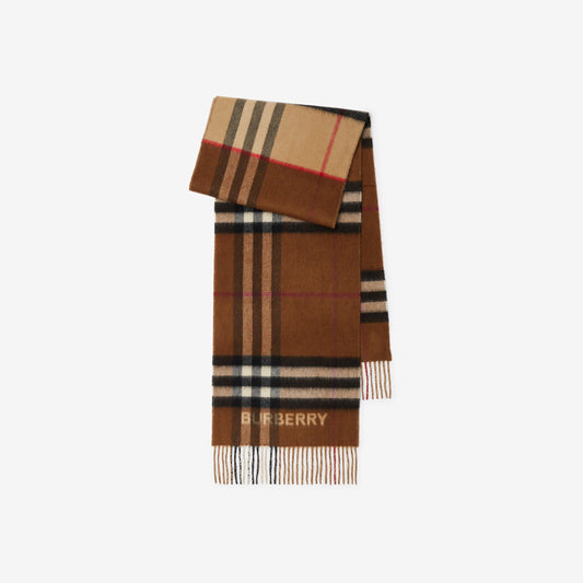 Contrast Check Cashmere Scarf