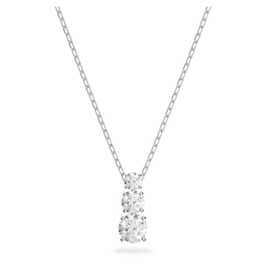 Necklace Round cut, White, Rhodium plated