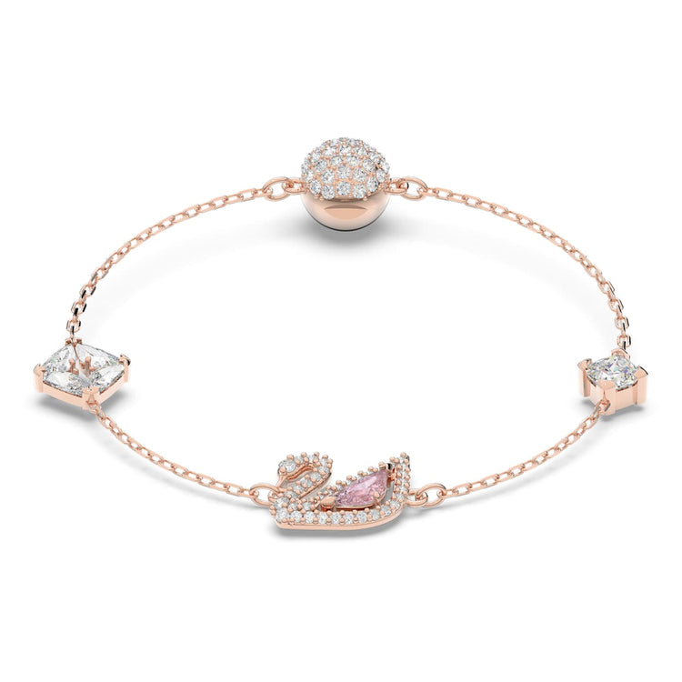 Bracelet Swan, Pink, Rose gold-tone plated