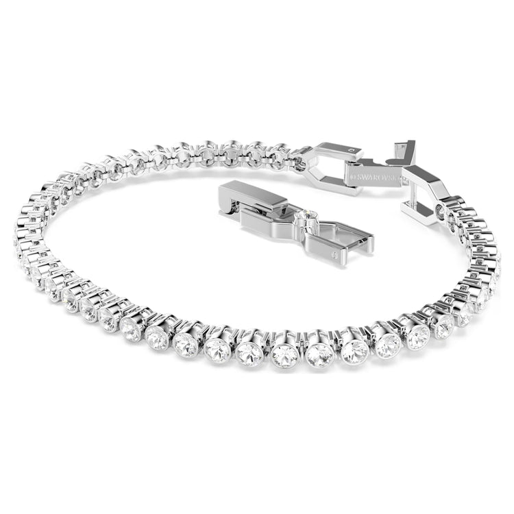 Bracelet Round cut, White, Rhodium plated