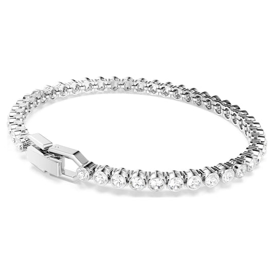 Bracelet Round cut, White, Rhodium plated