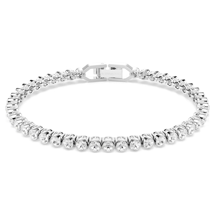 Bracelet Round cut, White, Rhodium plated