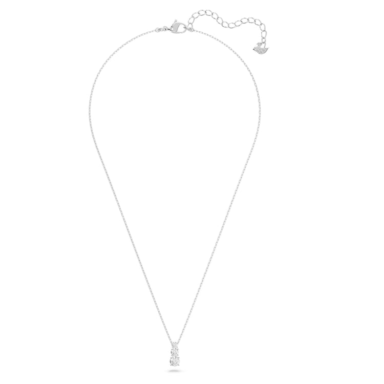 Necklace Round cut, White, Rhodium plated