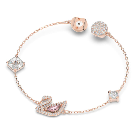 Bracelet Swan, Pink, Rose gold-tone plated