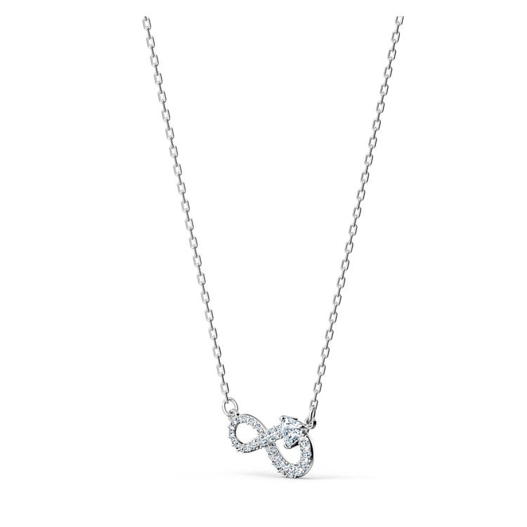 Necklace Infinity, White, Rhodium plated