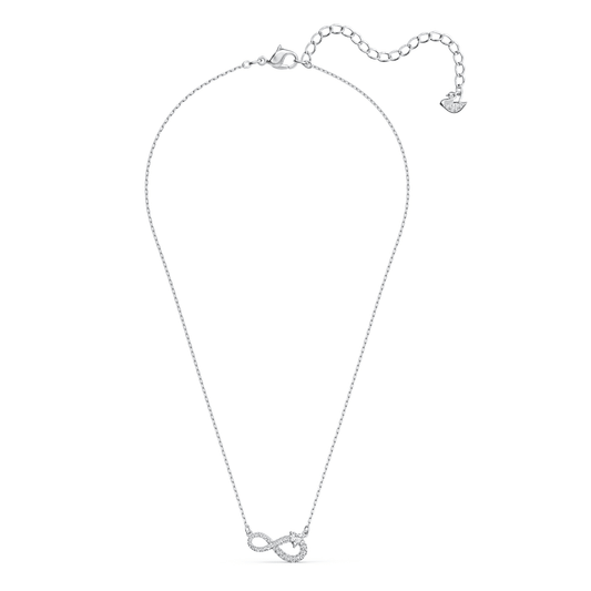 Necklace Infinity, White, Rhodium plated