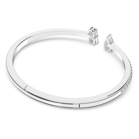 Bangle Mixed cuts, White, Rhodium plated
