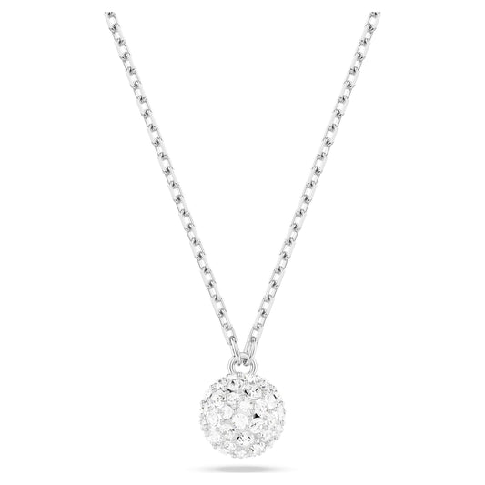 Necklace Round cut, Sphere, White, Rhodium plated