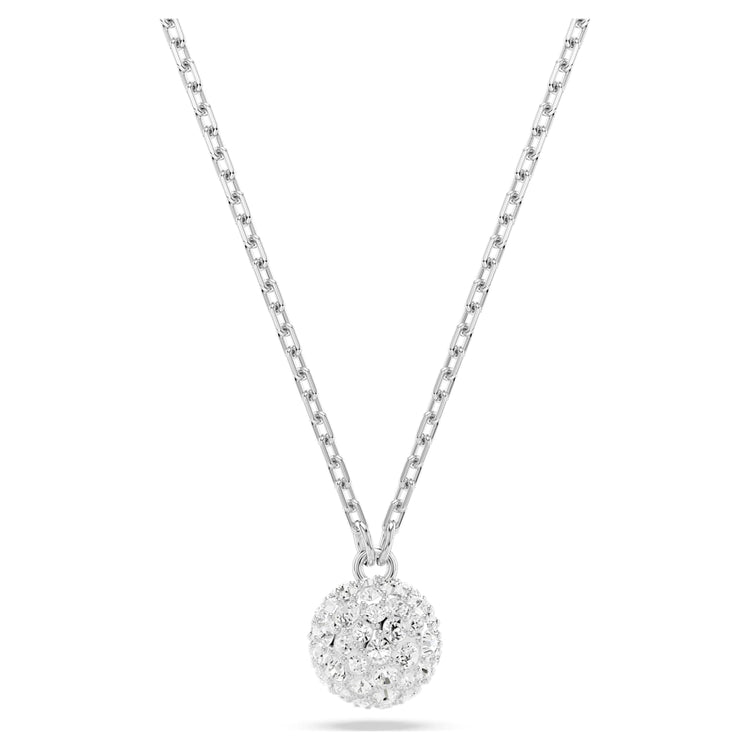 Necklace Round cut, Sphere, White, Rhodium plated
