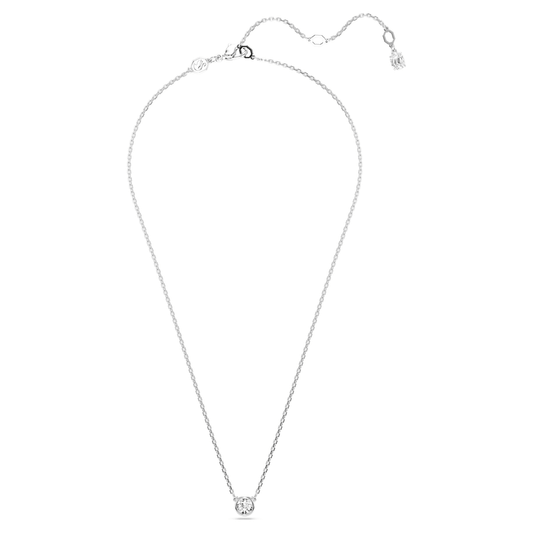 Necklace Round cut, White, Rhodium plated