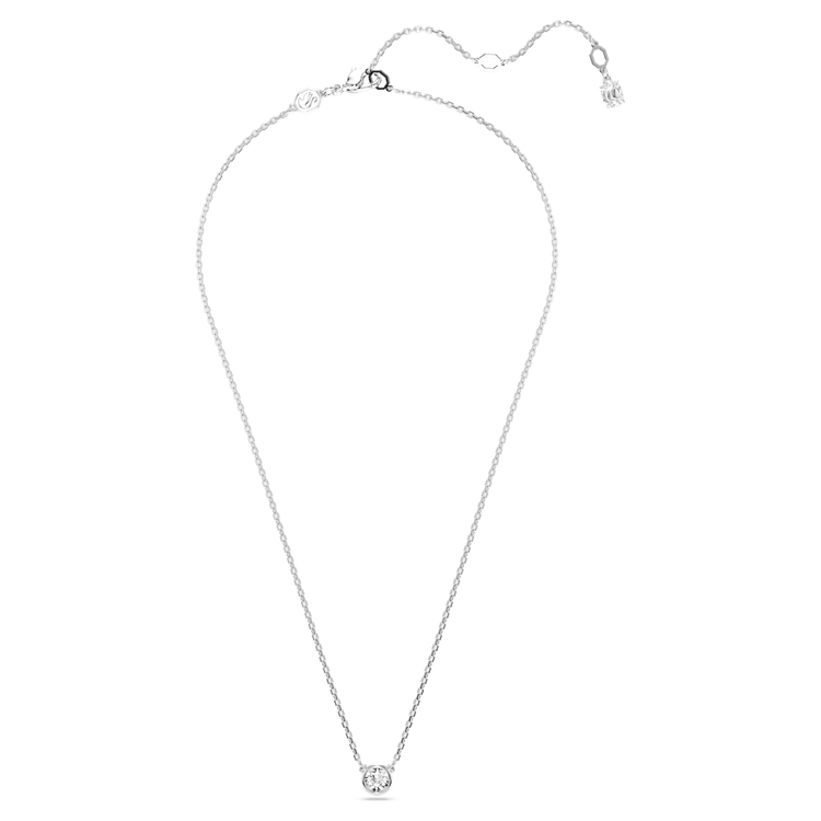 Necklace Round cut, White, Rhodium plated