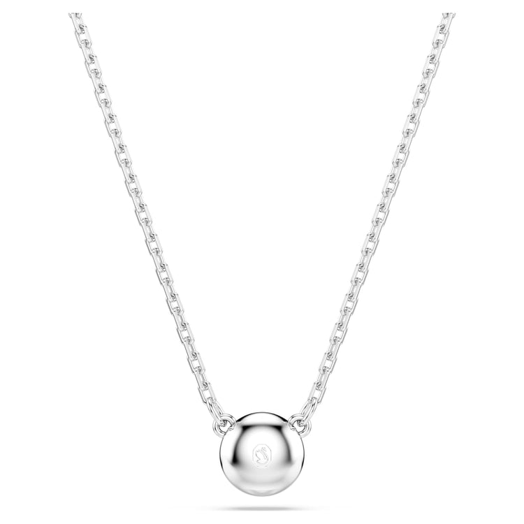 Necklace Round cut, White, Rhodium plated