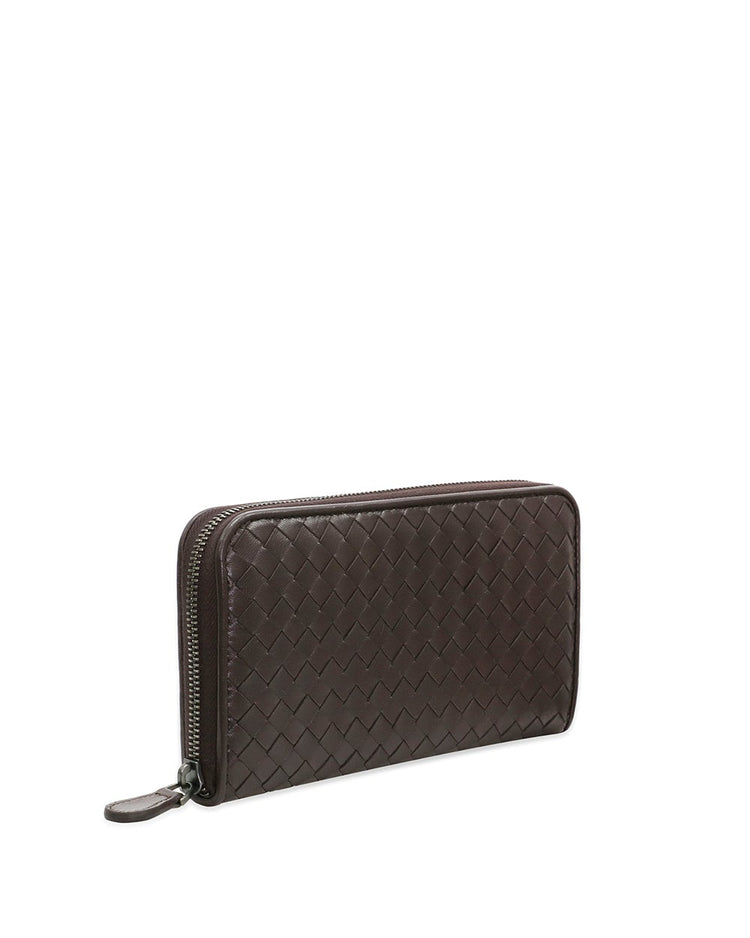 Intrecciato Leather Zip Around Wallet