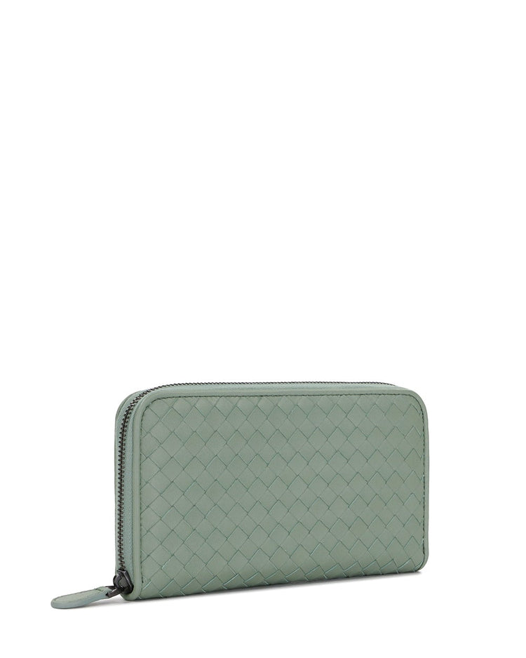 Intrecciato Leather Zip Around Wallet