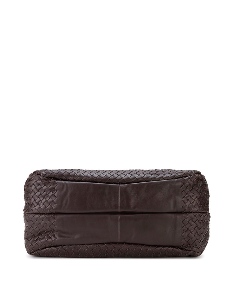Ebano Intrecciato Nappa Leather Large Campana Bag