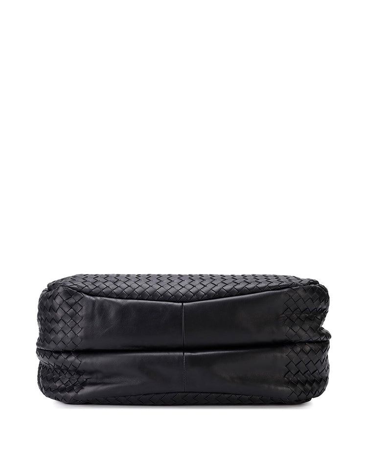 Ebano Intrecciato Nappa Leather Large Campana Bag