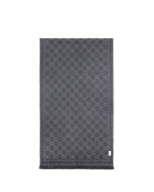 GG提花圖案針織羊毛圍巾