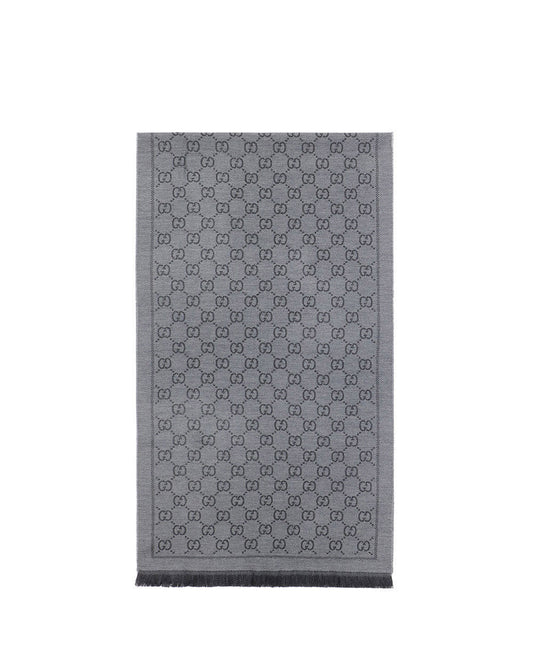 GG提花圖案針織羊毛圍巾