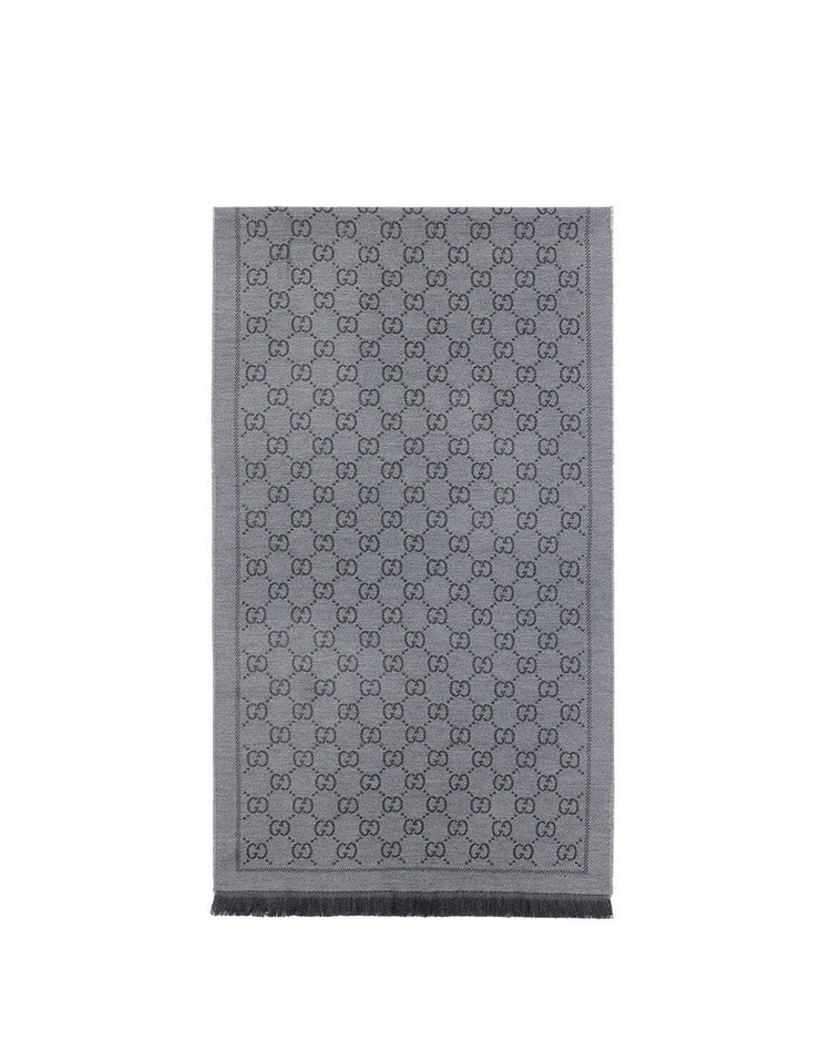 GG提花圖案針織羊毛圍巾