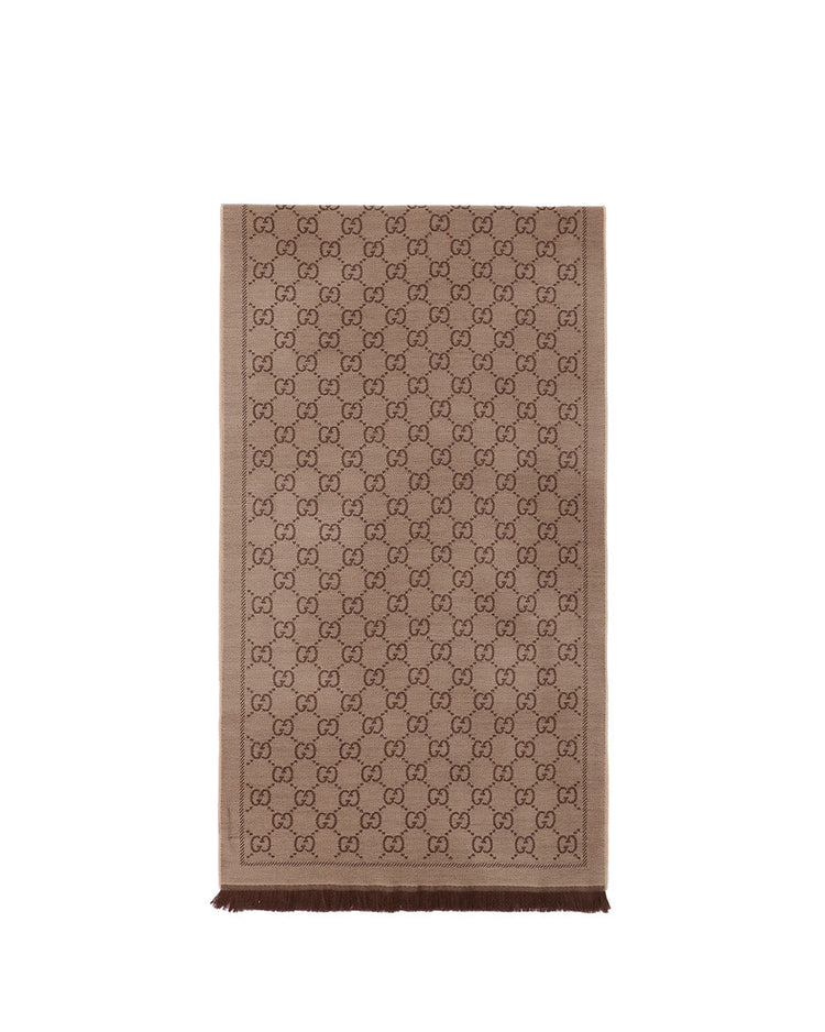 GG提花圖案針織羊毛圍巾