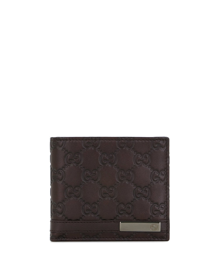 Double G Embossed Cowhide Short Wallet