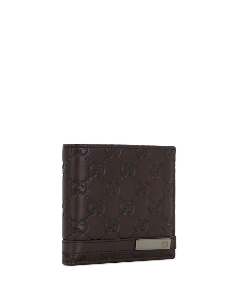 Double G Embossed Cowhide Short Wallet