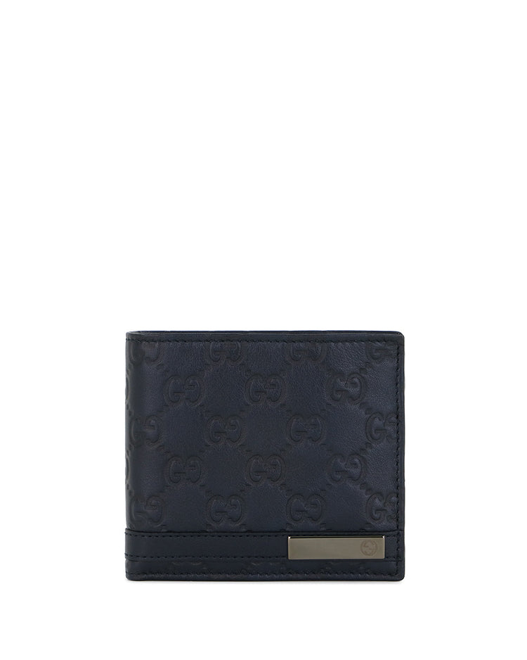 Double G Embossed Cowhide Short Wallet