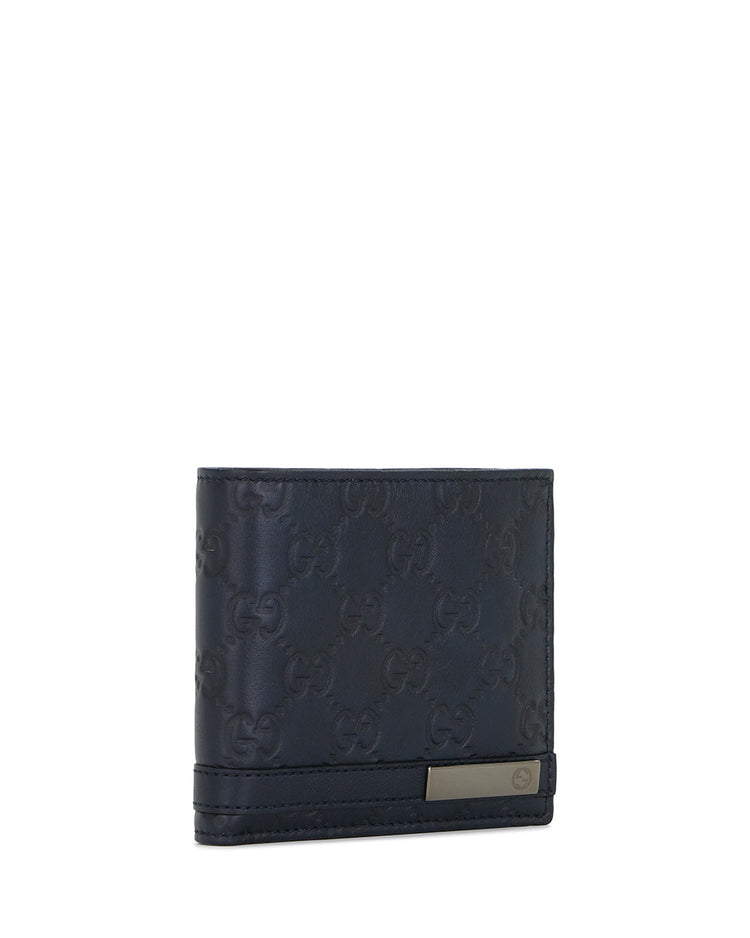 Double G Embossed Cowhide Short Wallet