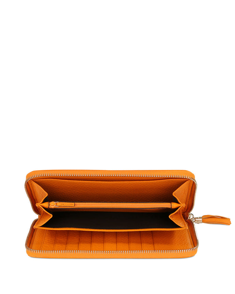 Leather Double G Embossed Long Zip Wallet