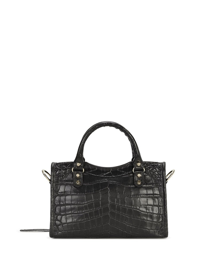 Crocodile-Print Leather Handbag