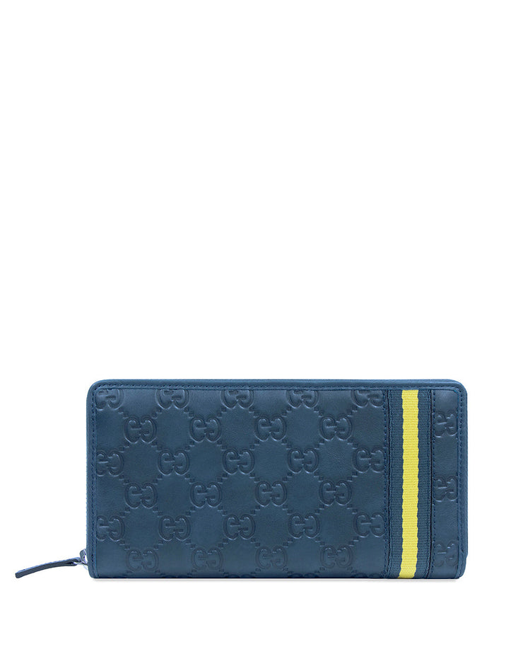 Ribbon G-LOGO Embossed Leather Zip Long Wallet