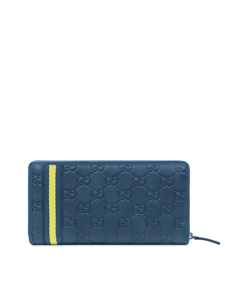 Ribbon G-LOGO Embossed Leather Zip Long Wallet