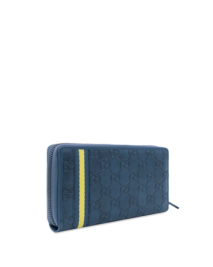 Ribbon G-LOGO Embossed Leather Zip Long Wallet