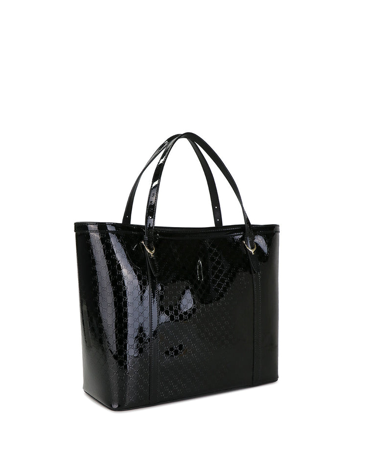 雙 G 陰影印花漆皮手提包