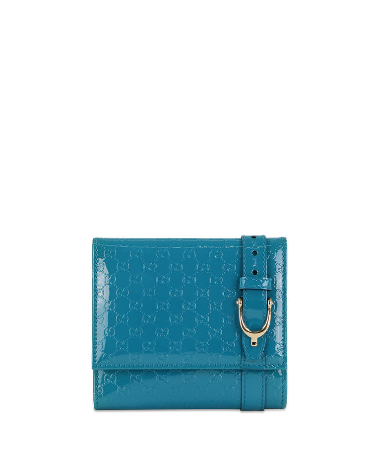 Double G Patent Leather Short Fold Wallet