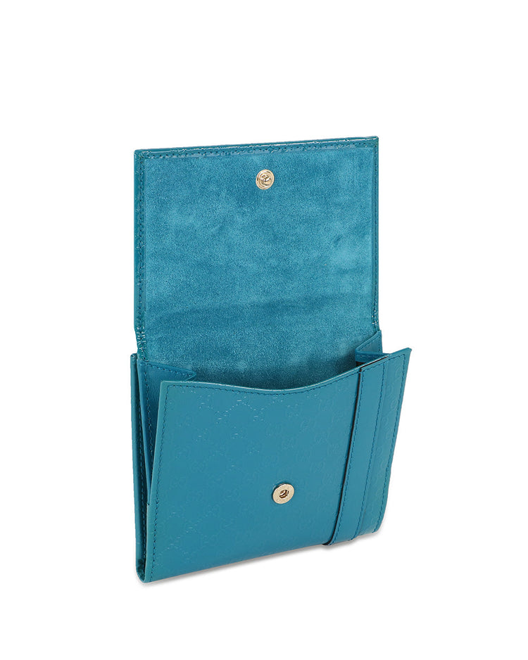 Double G Patent Leather Short Fold Wallet