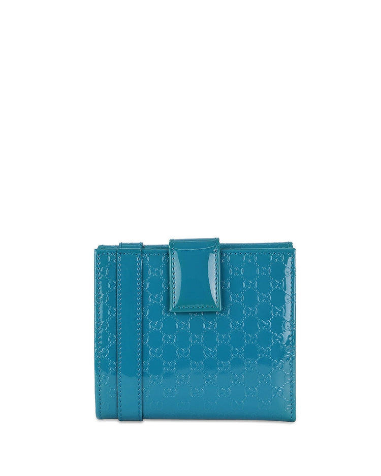 Double G Patent Leather Short Fold Wallet