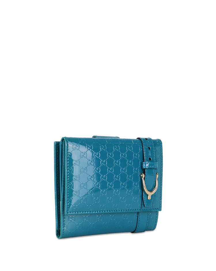 Double G Patent Leather Short Fold Wallet