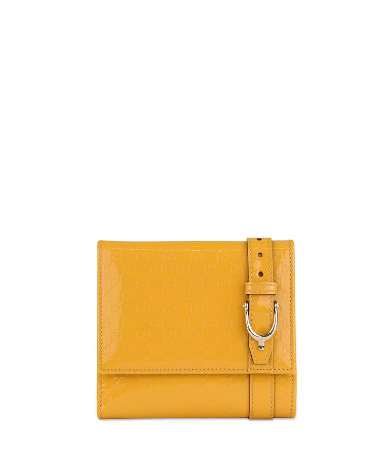 Double G Patent Leather Short Fold Wallet