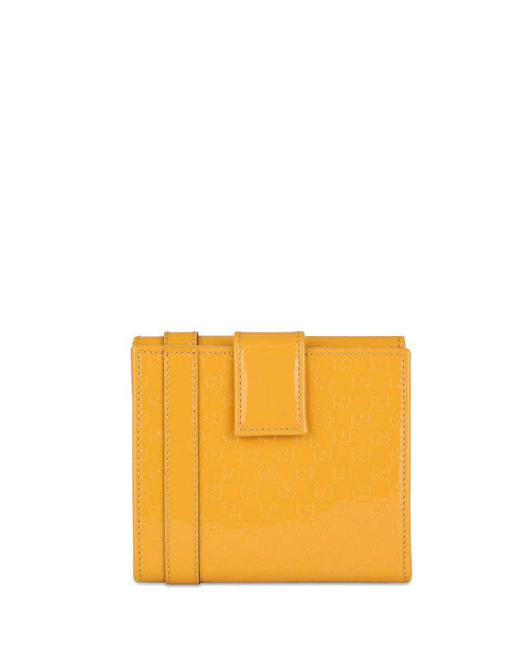 Double G Patent Leather Short Fold Wallet