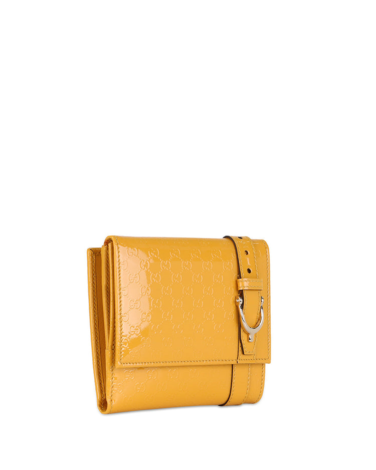 Double G Patent Leather Short Fold Wallet