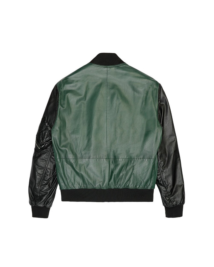 Leather Bomber Zip-up Jacket